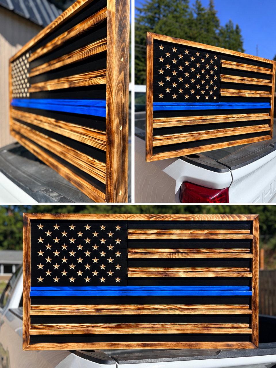 Thin Line American Flag — Handcrafted Wood Wall Art