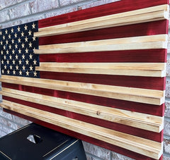 Rustic Challenge Coin Display Flag (Hand Carved