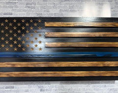 Rustic Challenge Coin Display Flag (Hand Carved
