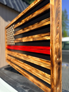 Thin Line American Flag — Handcrafted Wood Wall Art