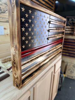 Thin Line American Flag — Handcrafted Wood Wall Art