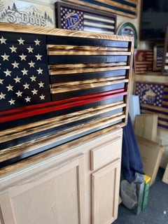 Thin Line American Flag — Handcrafted Wood Wall Art