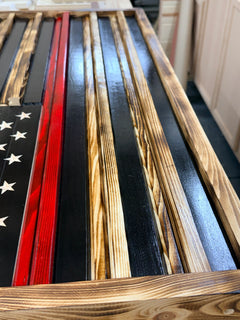 Thin Line American Flag — Handcrafted Wood Wall Art