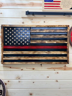 Thin Line American Flag — Handcrafted Wood Wall Art