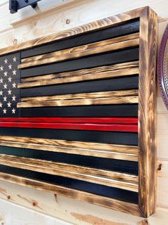 Thin Line American Flag — Handcrafted Wood Wall Art