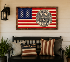 1776–2026 America 250 Wooden Flag Wall Art – Handcrafted Patriotic Decor