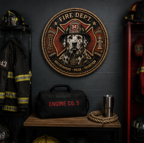 Firefighter Wooden Wall Art – Fire Department Tribute Sign