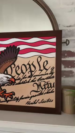 Handcrafted Bald Eagle & Constitution American Flag Wall Art