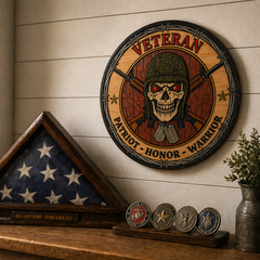 Veteran Tribute Wall Art – Patriot Honor Warrior CNC Carved Wood Plaque
