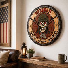 Veteran Tribute Wall Art – Patriot Honor Warrior CNC Carved Wood Plaque