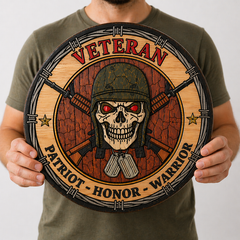 Veteran Tribute Wall Art – Patriot Honor Warrior CNC Carved Wood Plaque