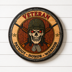 Veteran Tribute Wall Art – Patriot Honor Warrior CNC Carved Wood Plaque