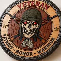 Veteran Tribute Wall Art – Patriot Honor Warrior CNC Carved Wood Plaque